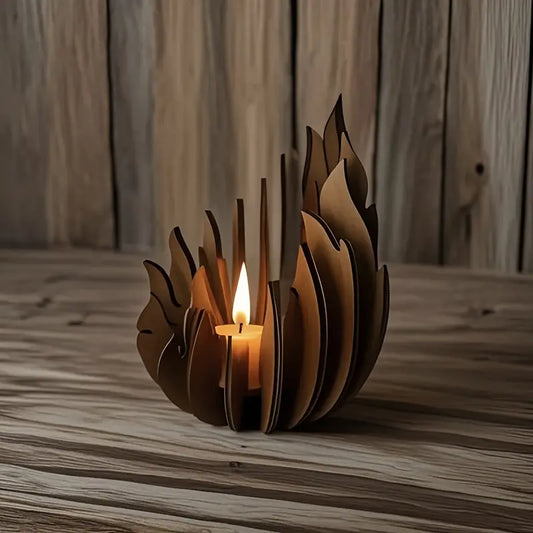 Rustic Wood Candle Holder Centerpiece - Vintage Style Decor