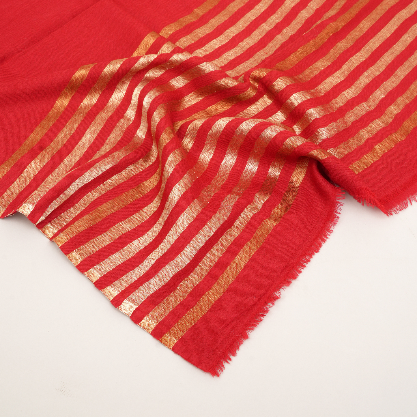 Scarf | Wool Blend Zari Festive Formal | Red
