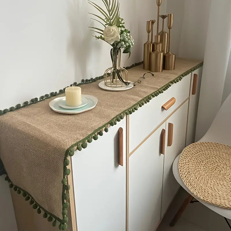 Rustic Linen Look Table Runner - Woven Jute Dining Decor