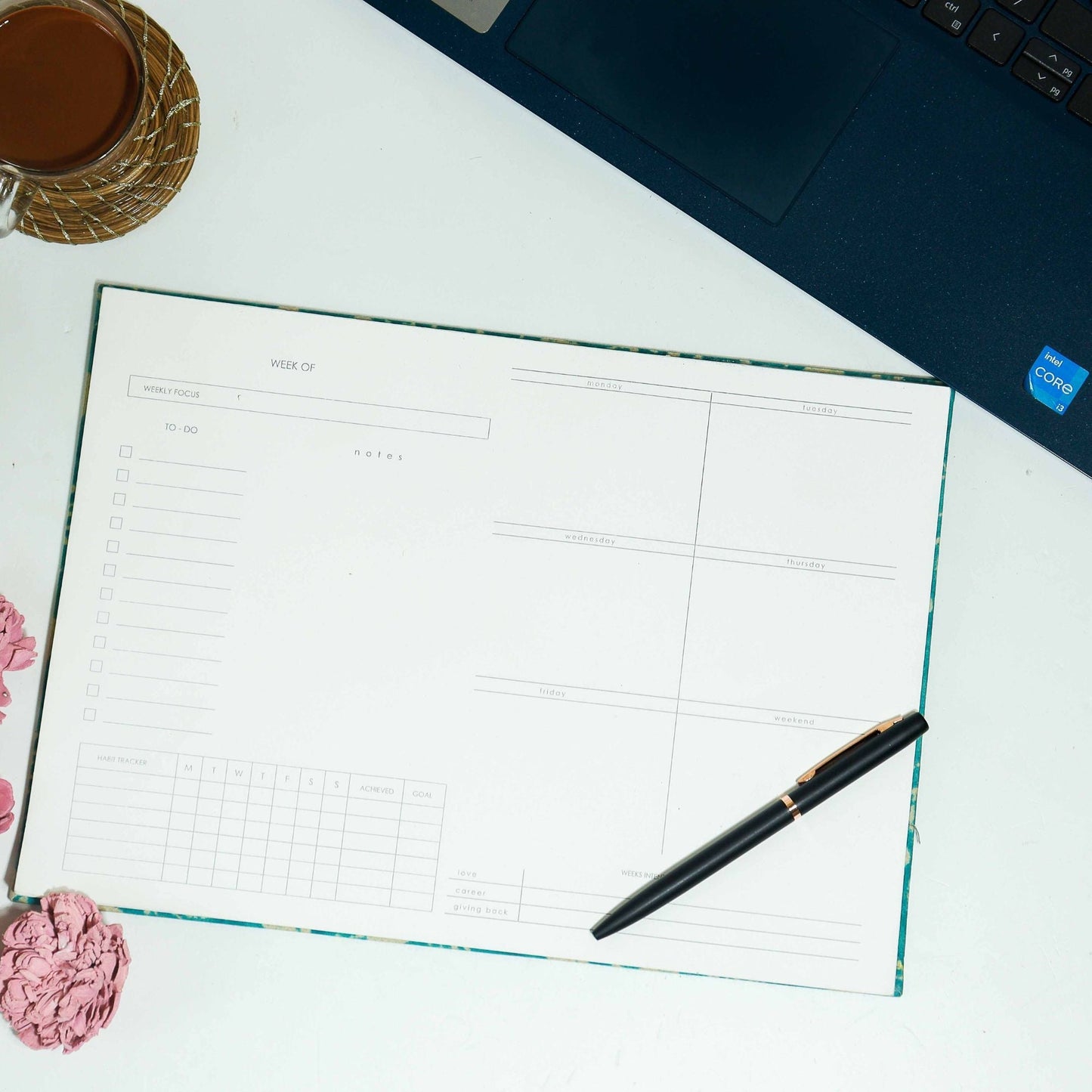 Sustainable Paper Notebook for Habit Tracking - Weekly Planner, 52 Pages
