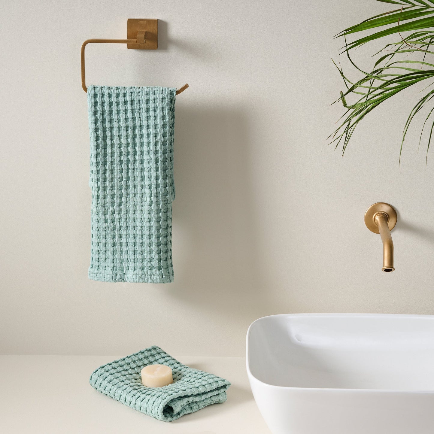 Cotton Waffle Towel - Hand, Chalk