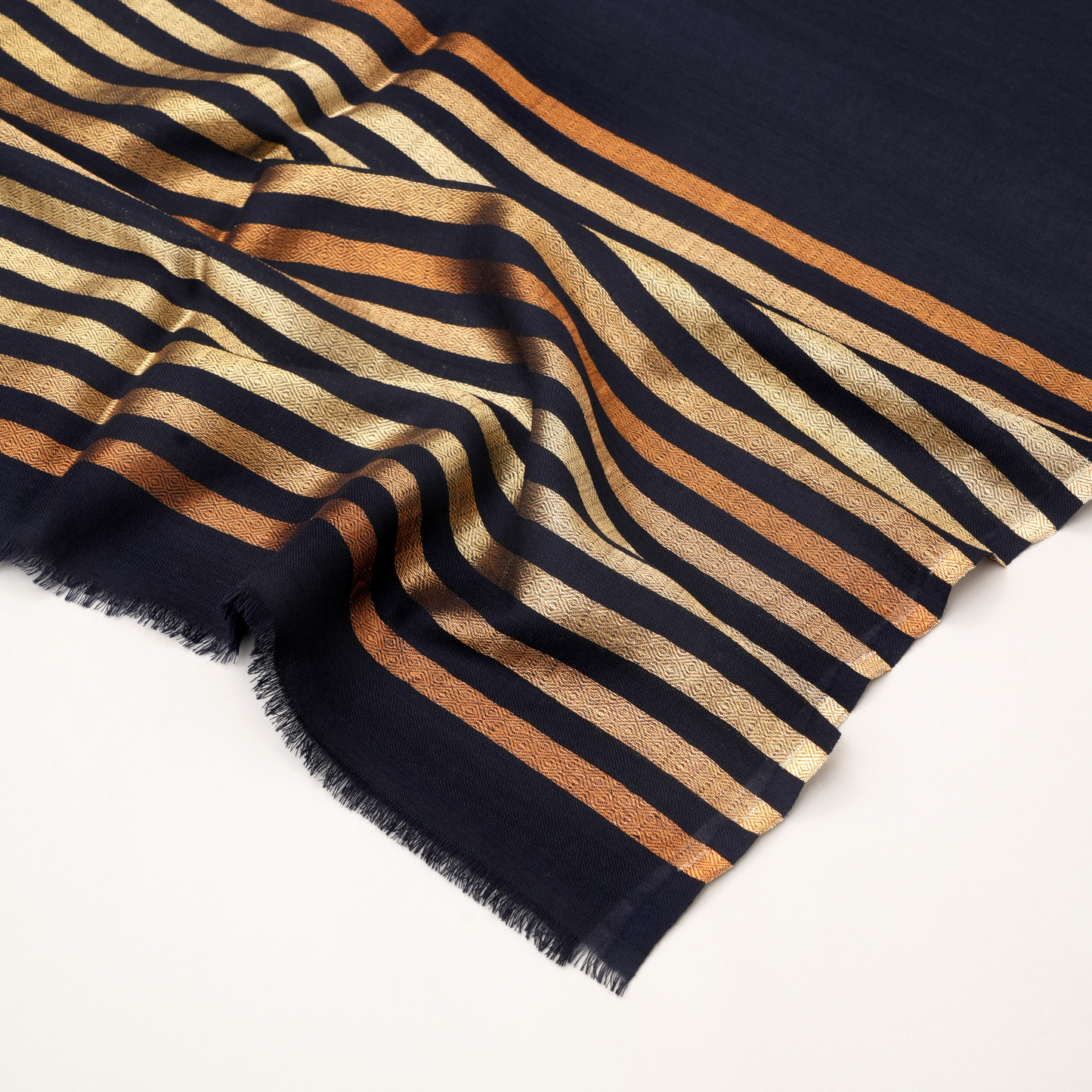 Scarf | Wool Blend Zari Work | Navy Blue