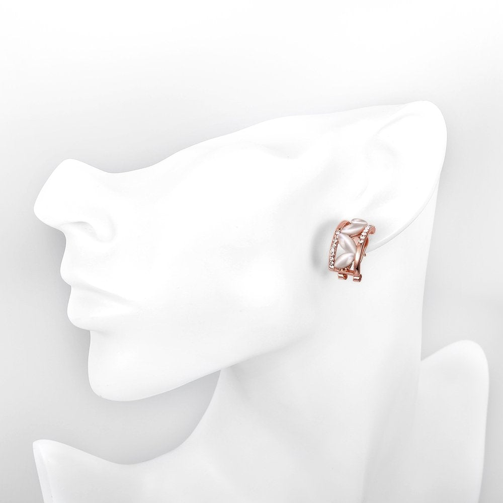 Multicolor Crystal & Opal Drop Earrings – Rose Gold Plated – Oval Shaped Design
