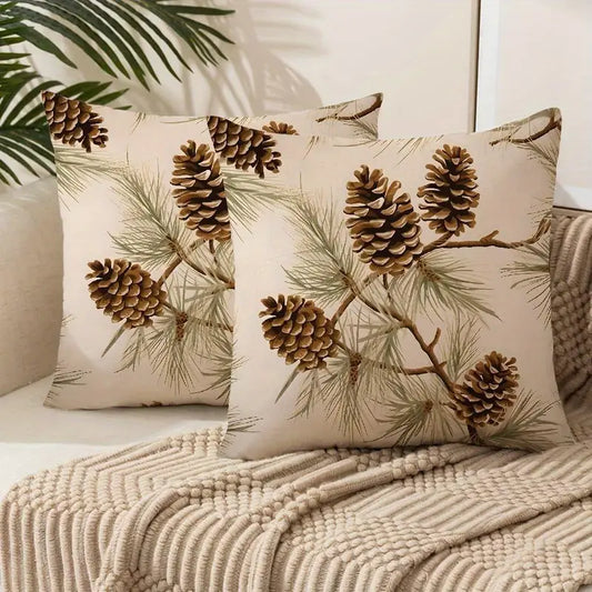 Pine Cone Throw Pillow Covers - Modern Sofa Decor Polyester, Washable