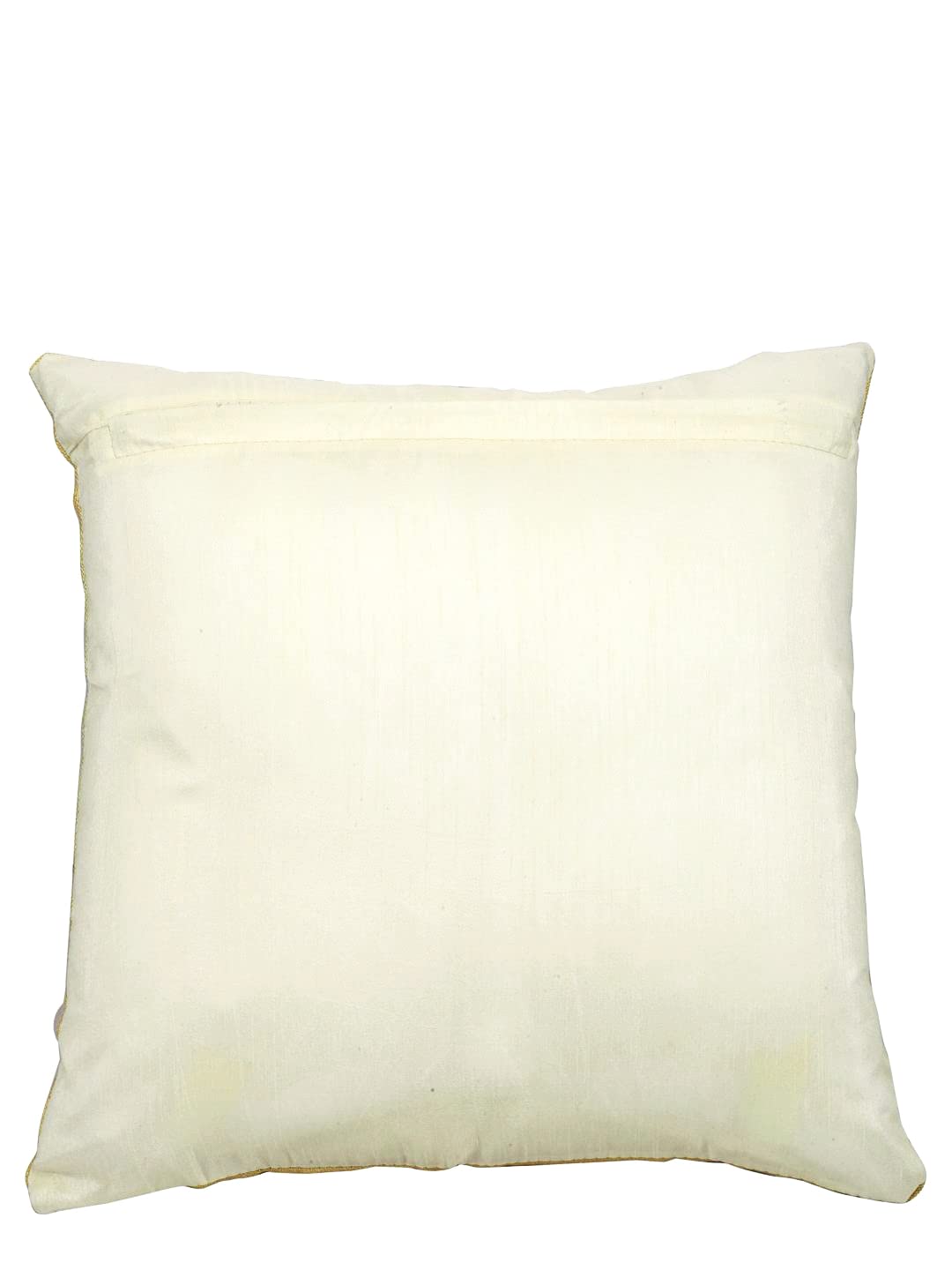 Cushion Covers – Dupion Silk Golden Floral Embroidered – 16x16 Inch, Set of 5