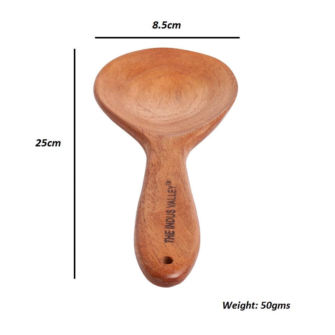 Neem Wood Cooking Utensil Set – Spatulas & Ladles – Natural Non-Stick – 5-Piece, 37CM