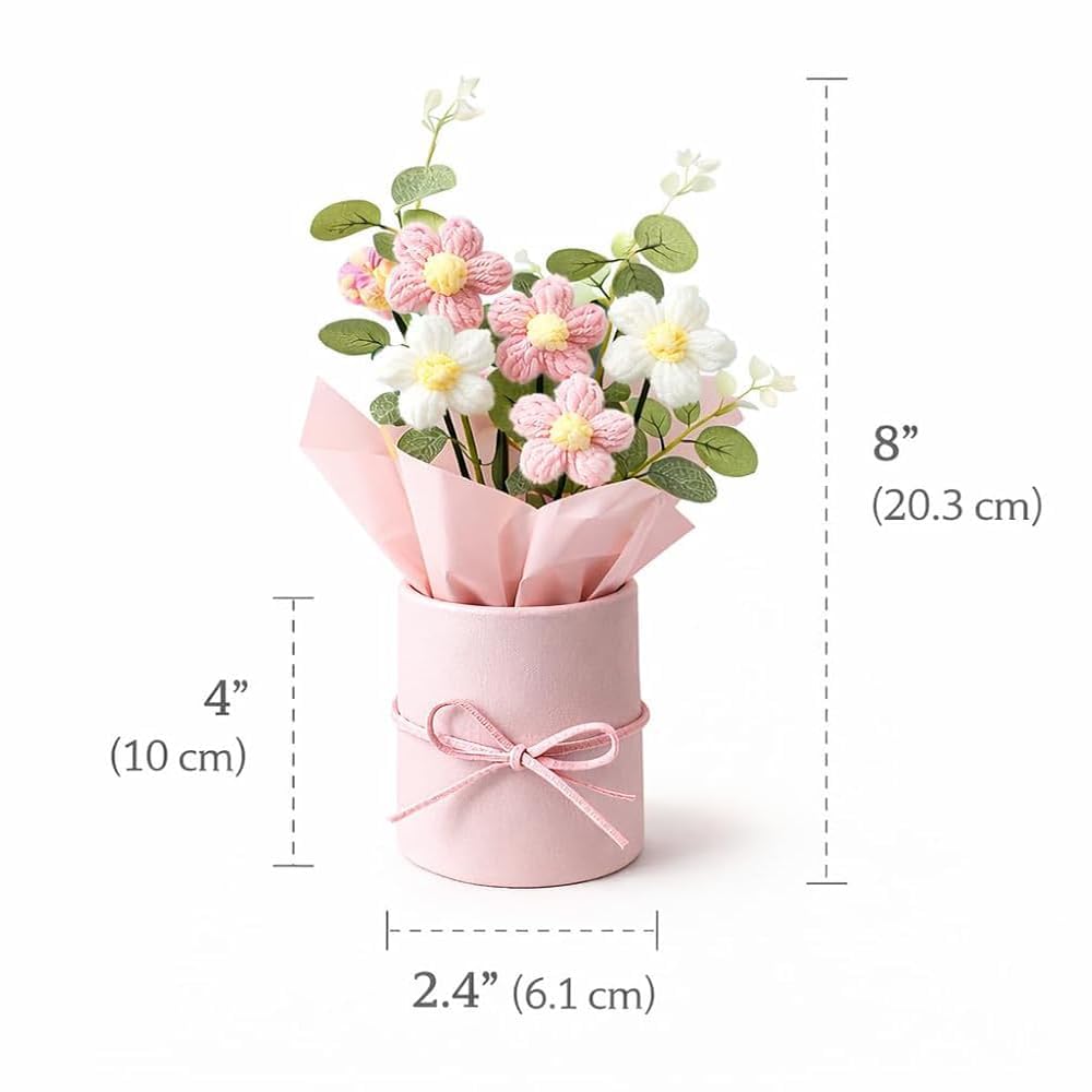 Textile Flower Bouquet – Decorative Home Accent – Cotton Yarn – Fade-Resistant – Single Unit Display