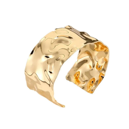 Gold Plated Cuff Bracelet – Imitation Fashion Bangle – Adjustable Fit – Women's Accessories