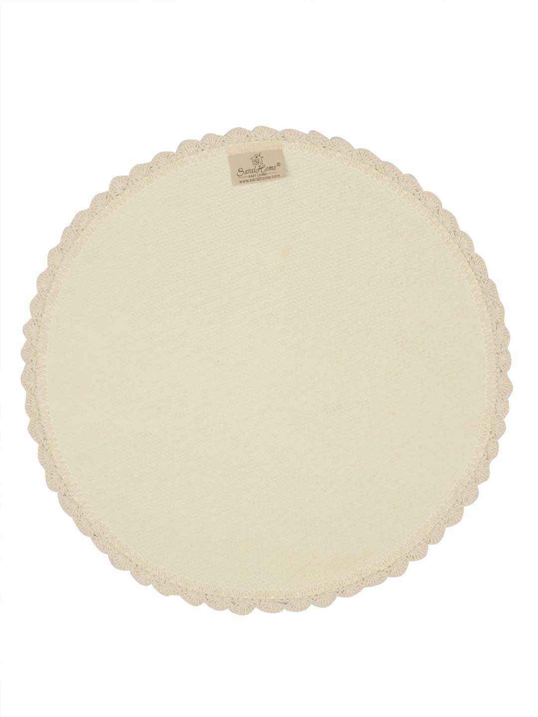 Table Mat Set – Jute & Cotton Printed Round – 38x38 cm, 4-Pack