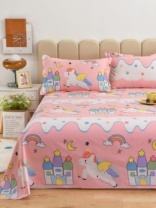 Kids' Single Bedsheet Set - Microfiber Wrinkle-Free - Single (60x90") Cartoon Print