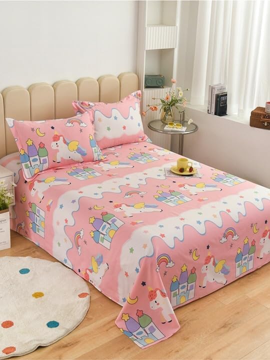 Kids' Single Bedsheet Set - Microfiber Wrinkle-Free - Single (60x90") Cartoon Print