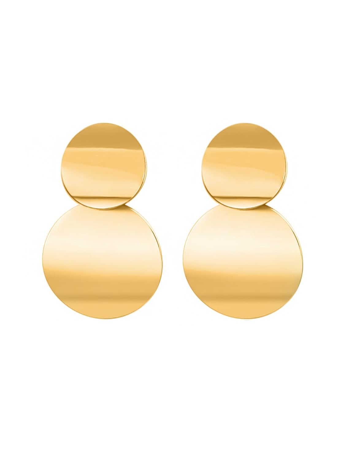 Gold Plated Circle Drop Earrings – Western Style Fashion Jewelry – Lightweight Alloy – Pair