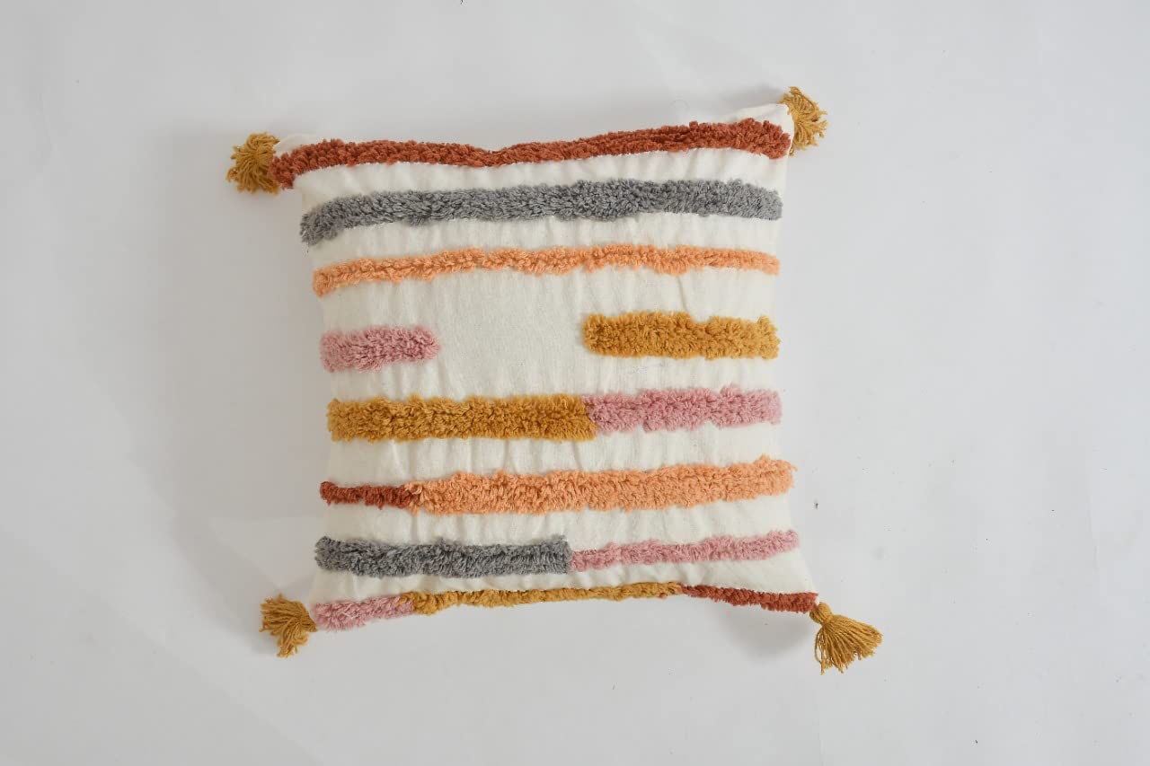 Wholesale Cushion Covers – Tufted Geometric Pom Pom – 16x16 Inch, 2-Piece Set