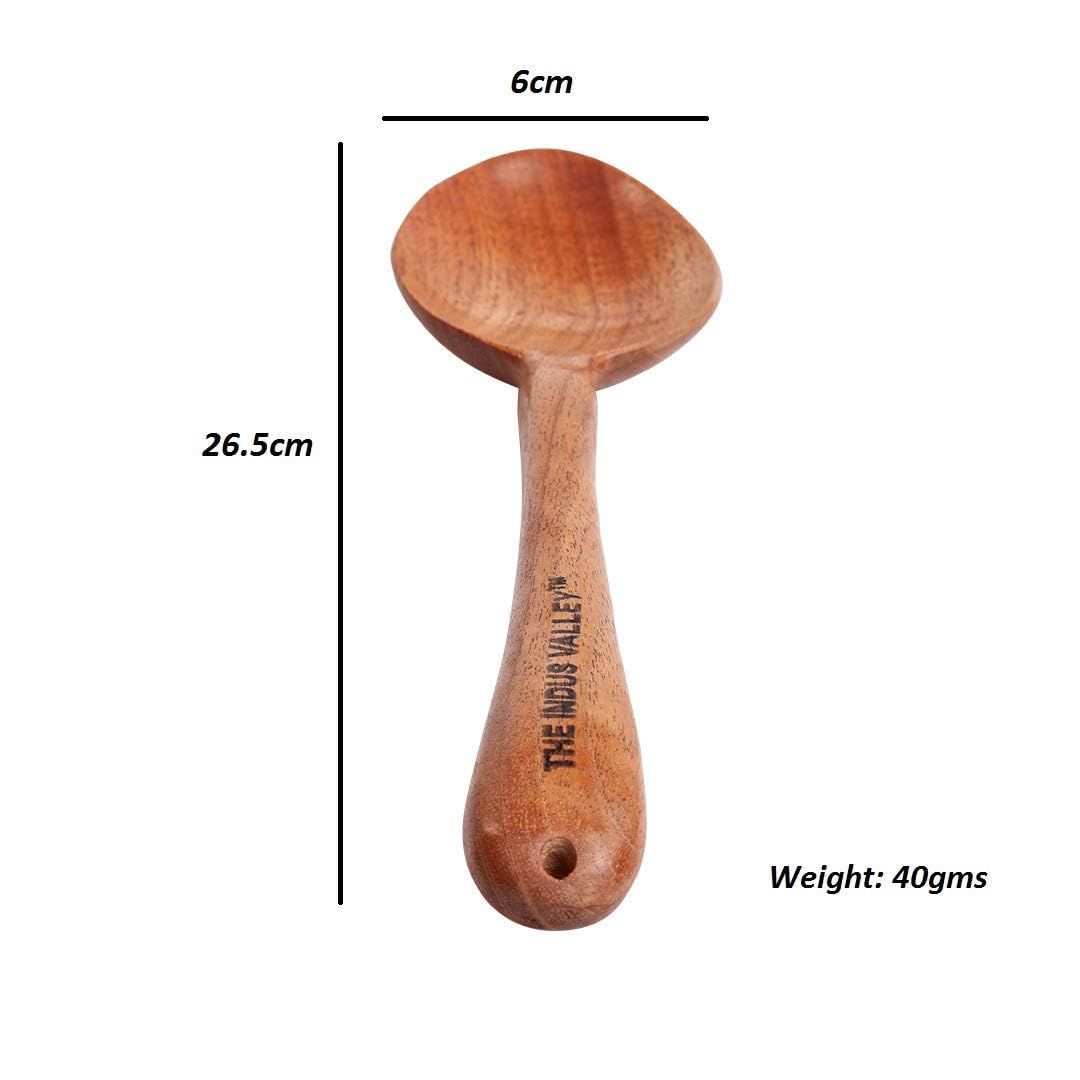 Neem Wood Cooking Utensil Set – Spatulas & Ladles – Natural Non-Stick – 5-Piece, 37CM