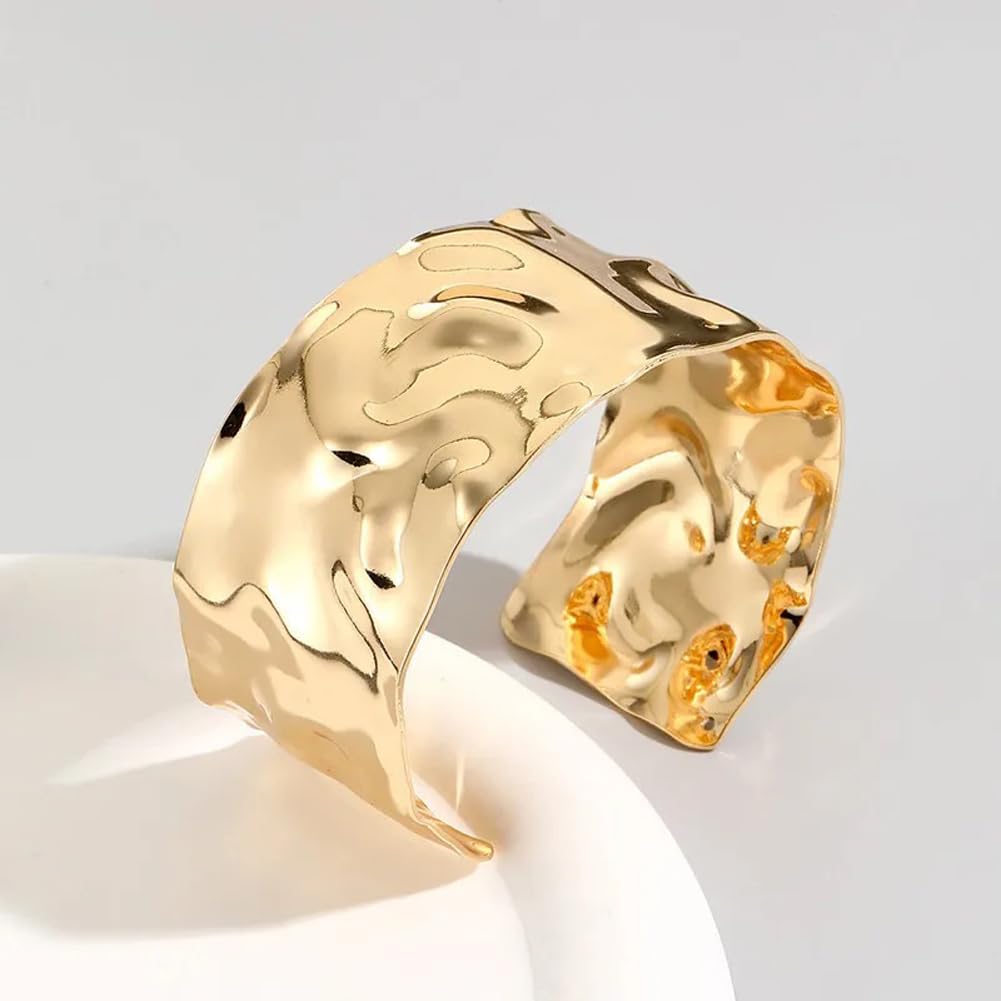 Gold Plated Cuff Bracelet – Imitation Fashion Bangle – Adjustable Fit – Women's Accessories
