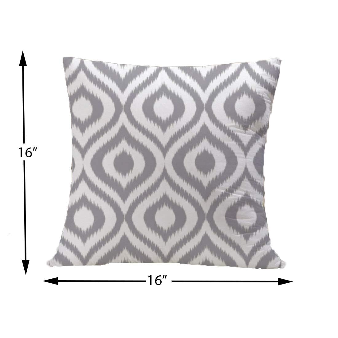 Wholesale Polycotton Cushion Covers – Grey & White Ikat Geometric – 16x16 Inch Set of 5