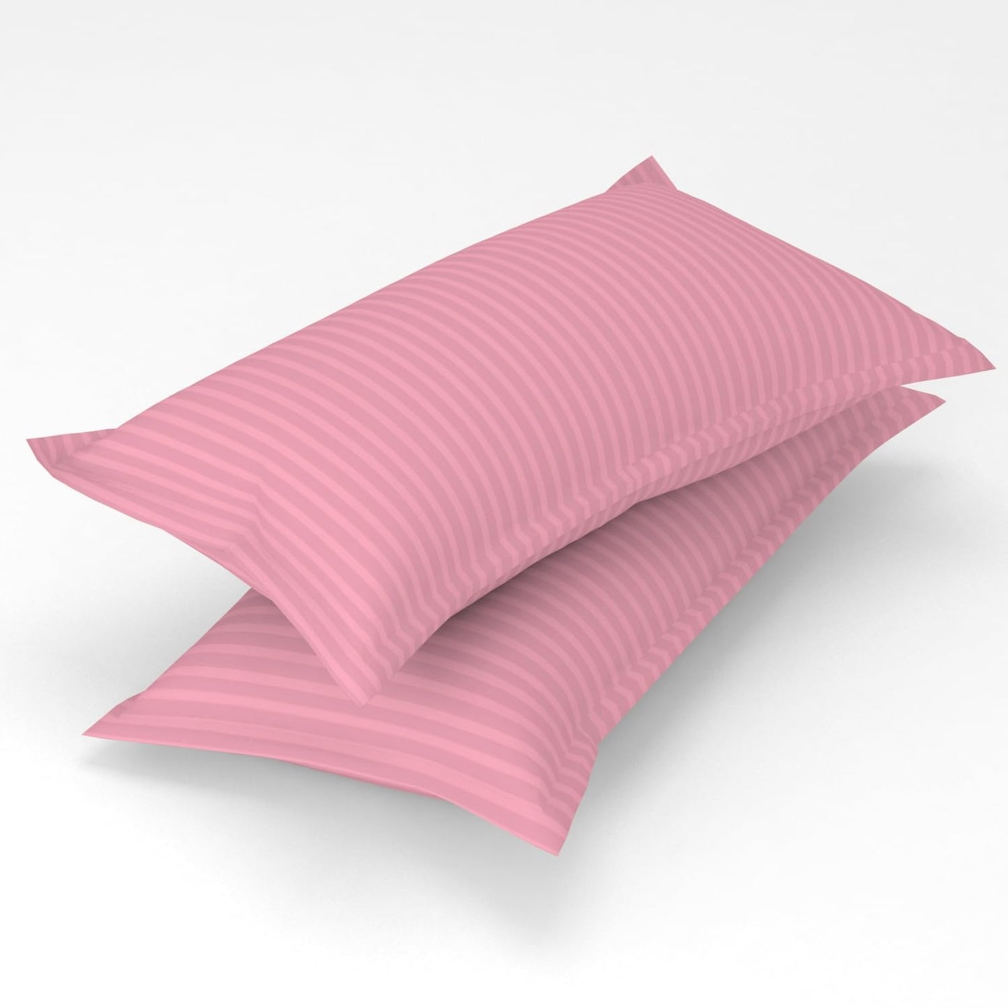 King Size Bedsheet Set - 220 TC Glace Cotton Satin Stripes - 90x90 Inch, 2 Pillow Covers