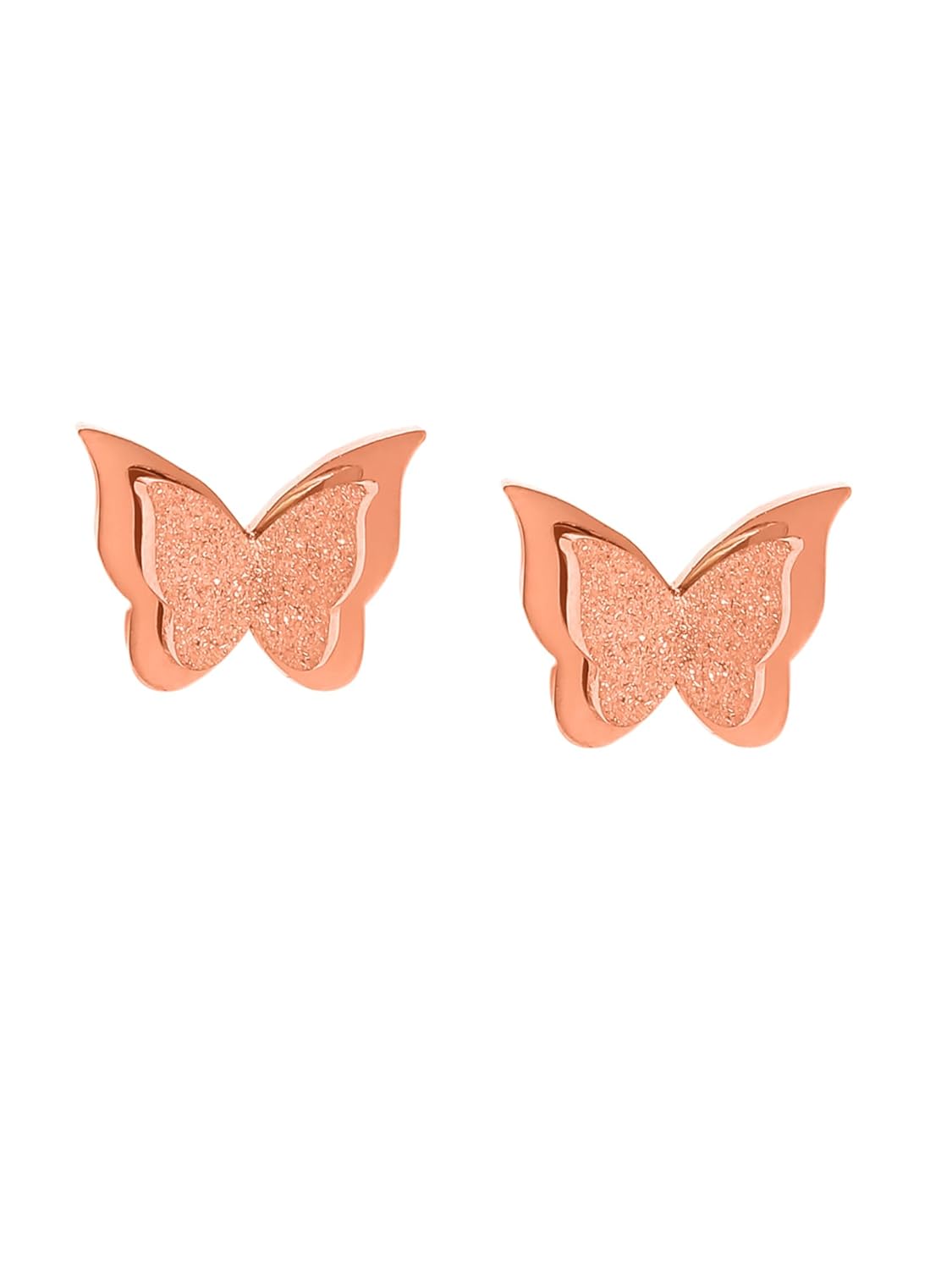 Butterfly Shaped Stud Earrings – Fashion Earrings – Rose Gold Plated Stainless Steel – Fade Resistant Finish