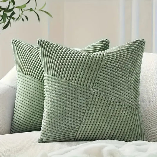 Corduroy Striped Throw Pillow Covers (Set of 2) - Bohemian Decorative Pillowcase