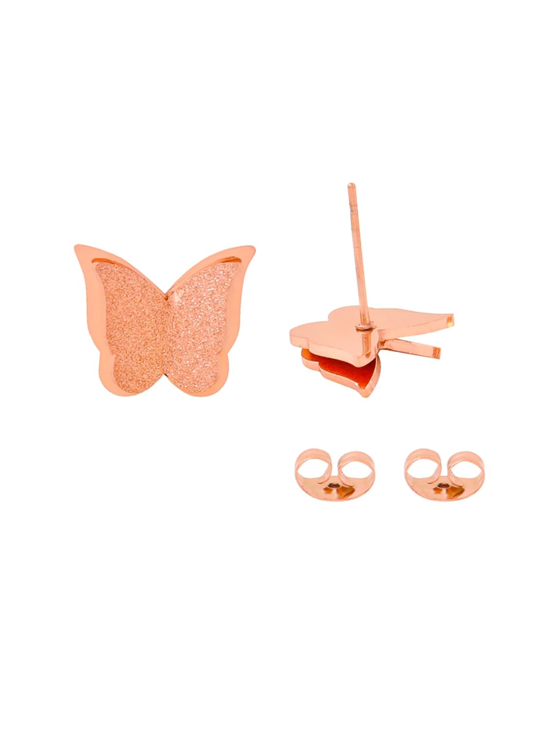 Butterfly Shaped Stud Earrings – Fashion Earrings – Rose Gold Plated Stainless Steel – Fade Resistant Finish
