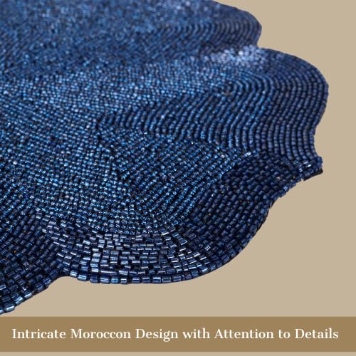 Beaded Placemat – Glass Bead, Moroccan Pattern – 14" Round