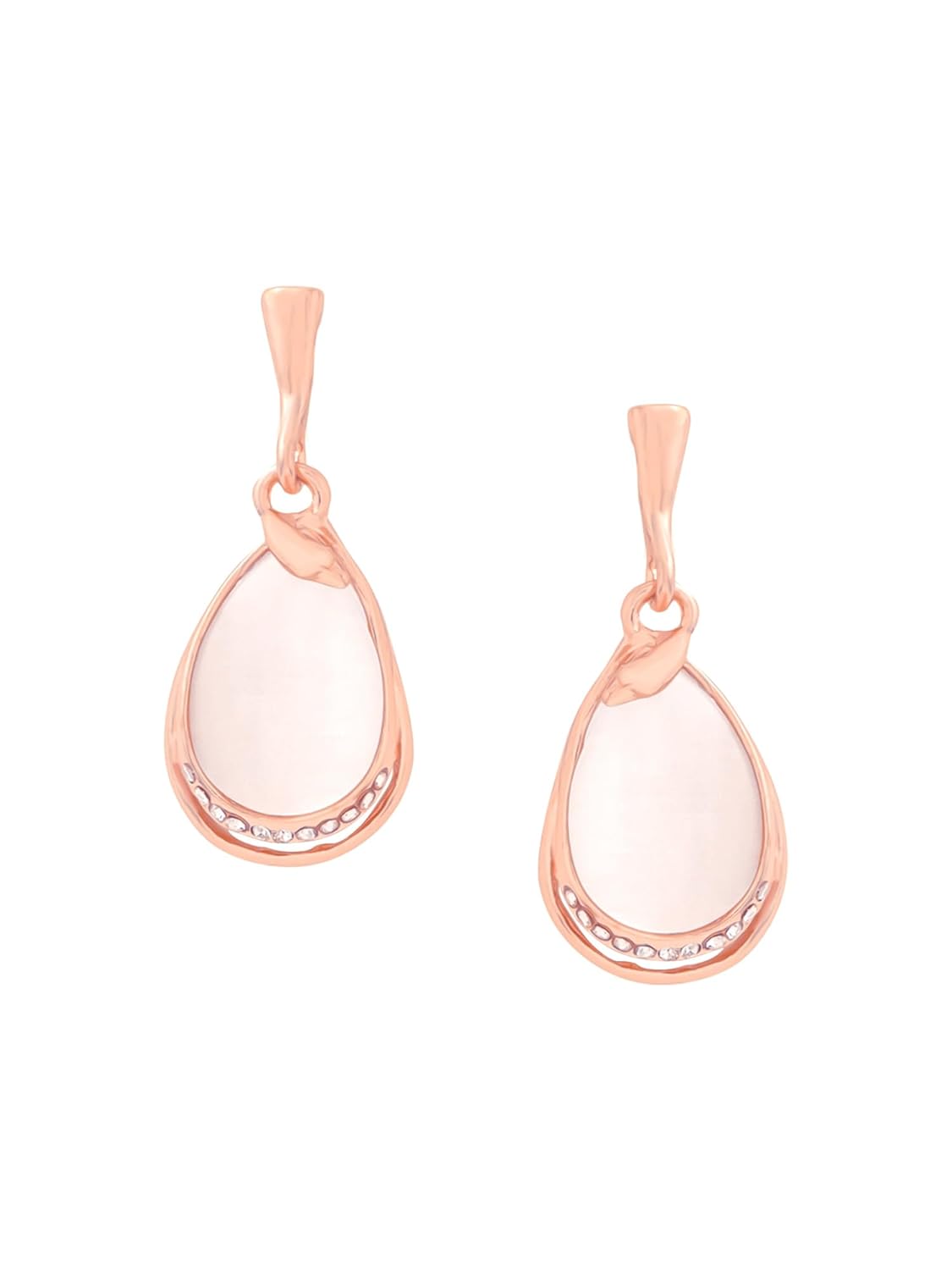 Multicolor Crystal & Opal Drop Earrings – Fashion Earrings – Rose Gold Plated – Oval Shaped