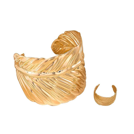 Double Infinite Twisted Kada Bangle – Gold Plated Geometric Cuff Bracelet – Open & Adjustable – Single Unit