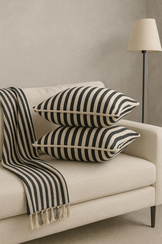 Set of 2 - Decor Accent Covers – Durable Pillow Shams – 100% Cotton, Hidden Zipper – 16x16in