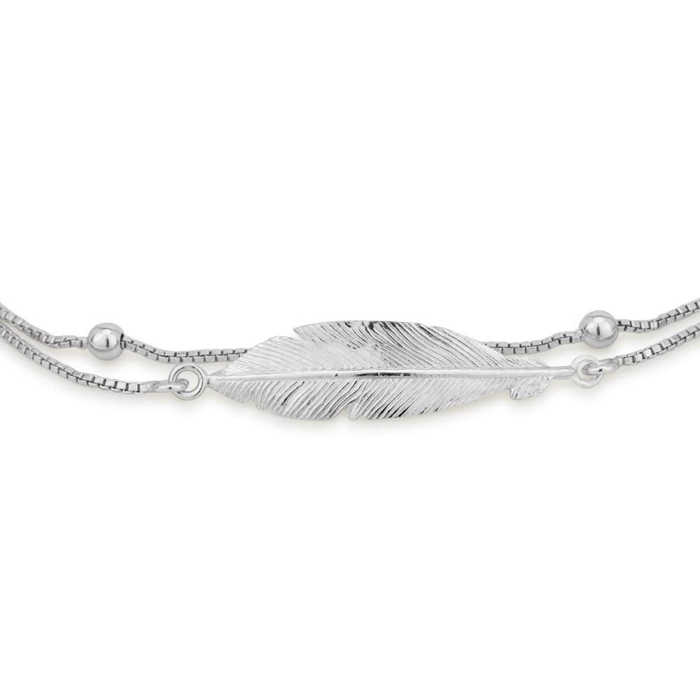 Leaf Shape Link Bracelet – Women's Jewellery – 925 Sterling Silver Rhodium Plated – Tarnish-Resistant