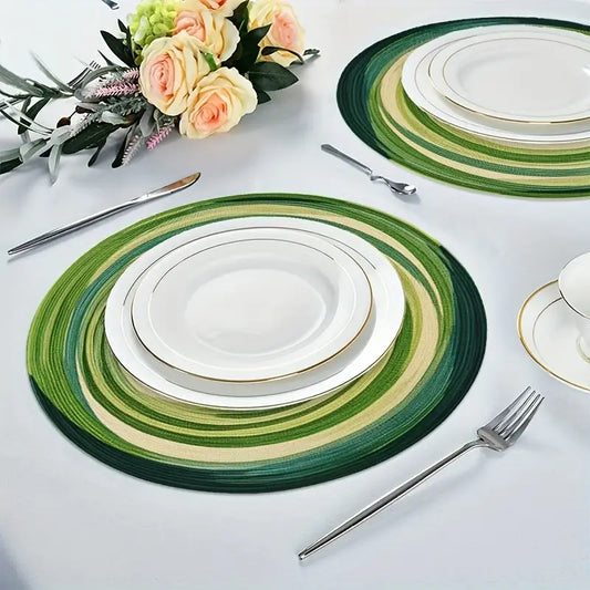 Round Placemats Set of 4 - Modern Spiral Design, Easy Clean