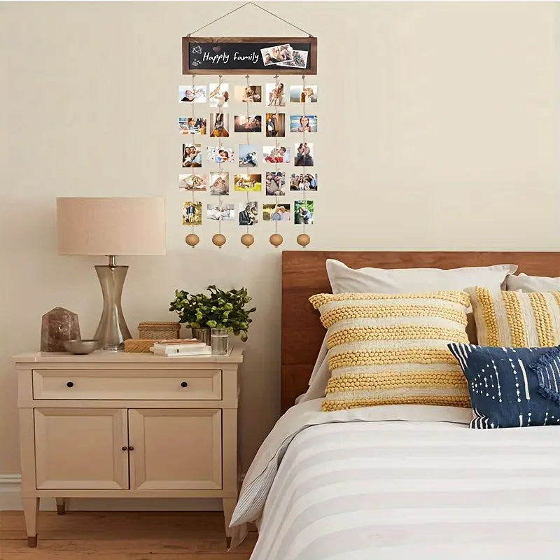 Rustic Photo Collage Board - Personalized Picture Hanging Display
