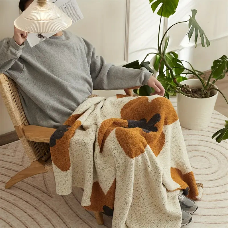 Flower Knitted Throw Blanket - Soft Warm Couch Bed Sofa Cover