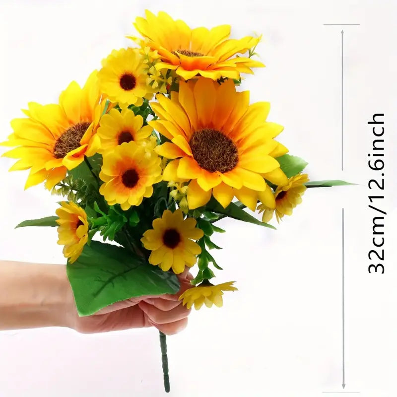 Lifelike Sunflower Silk Flower Arrangement - 13 Heads Home Decor