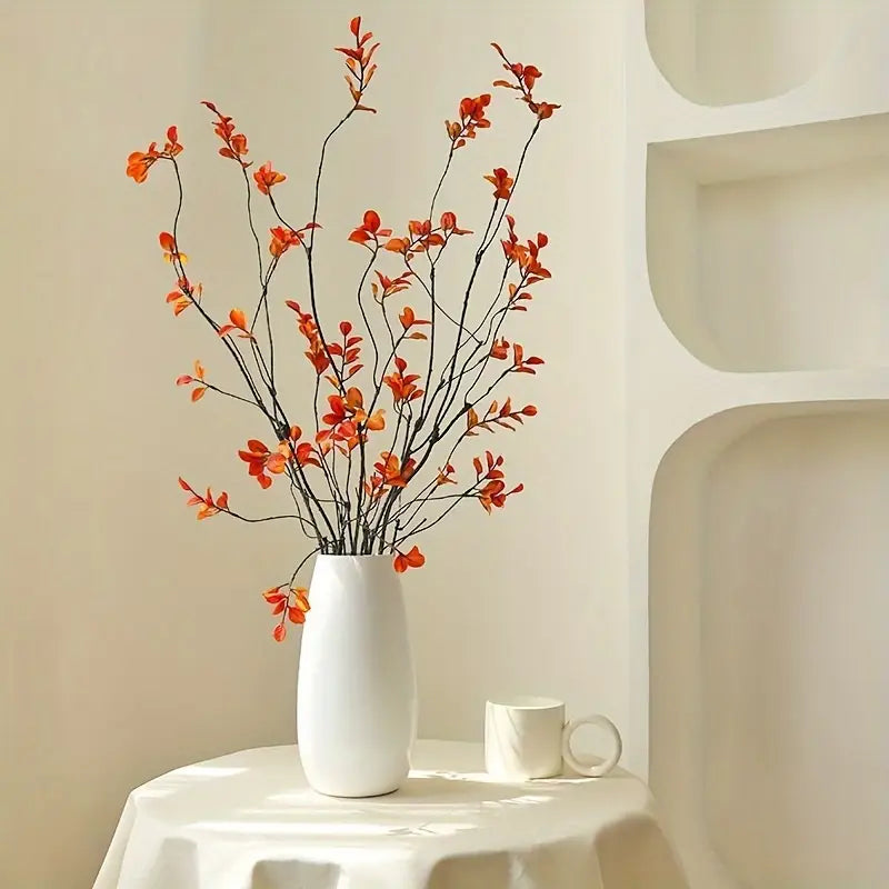 Autumn Leaf Branch Decor - Red Artificial Fall Foliage (3pcs)