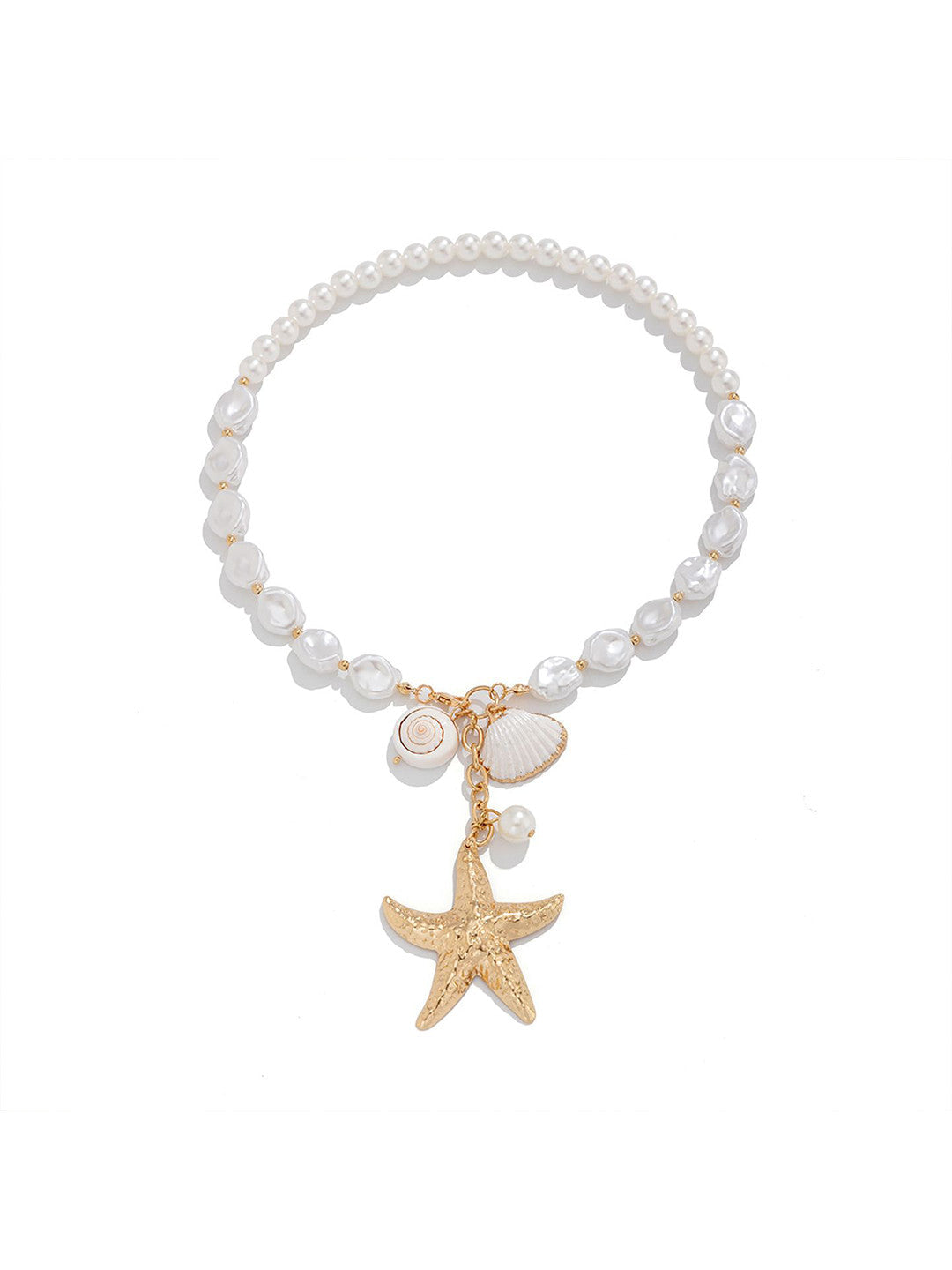 Gold-Plated Necklace – Fashion Jewellery – Pearl Detail – 45.7 cm Length