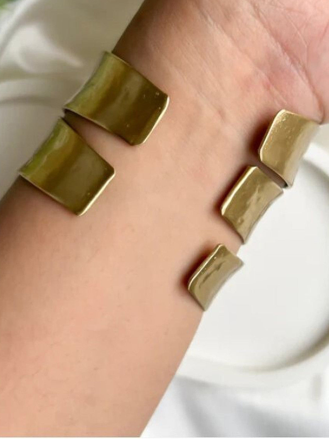 Ethnic Traditional Tribal – Cuff Bracelet – Gold-Toned, Textured Finish – 18.95cm Circumference