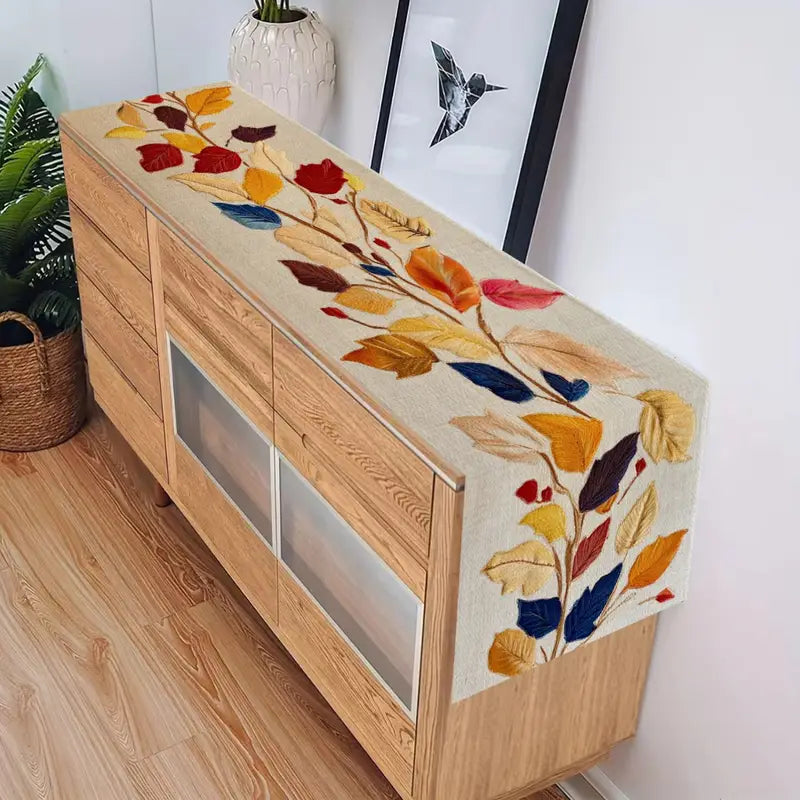 Autumn Leaf Table Runner - Colorful Fall Dining and Coffee Table Decor