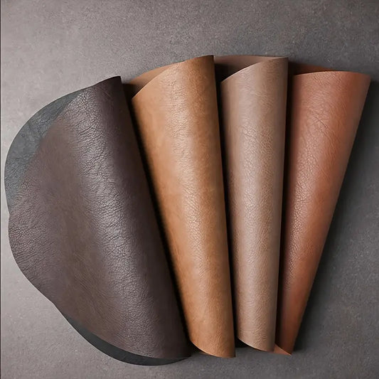 Leather Table Mats  and Coasters Set - Waterproof Heat Resistant 8pcs Set