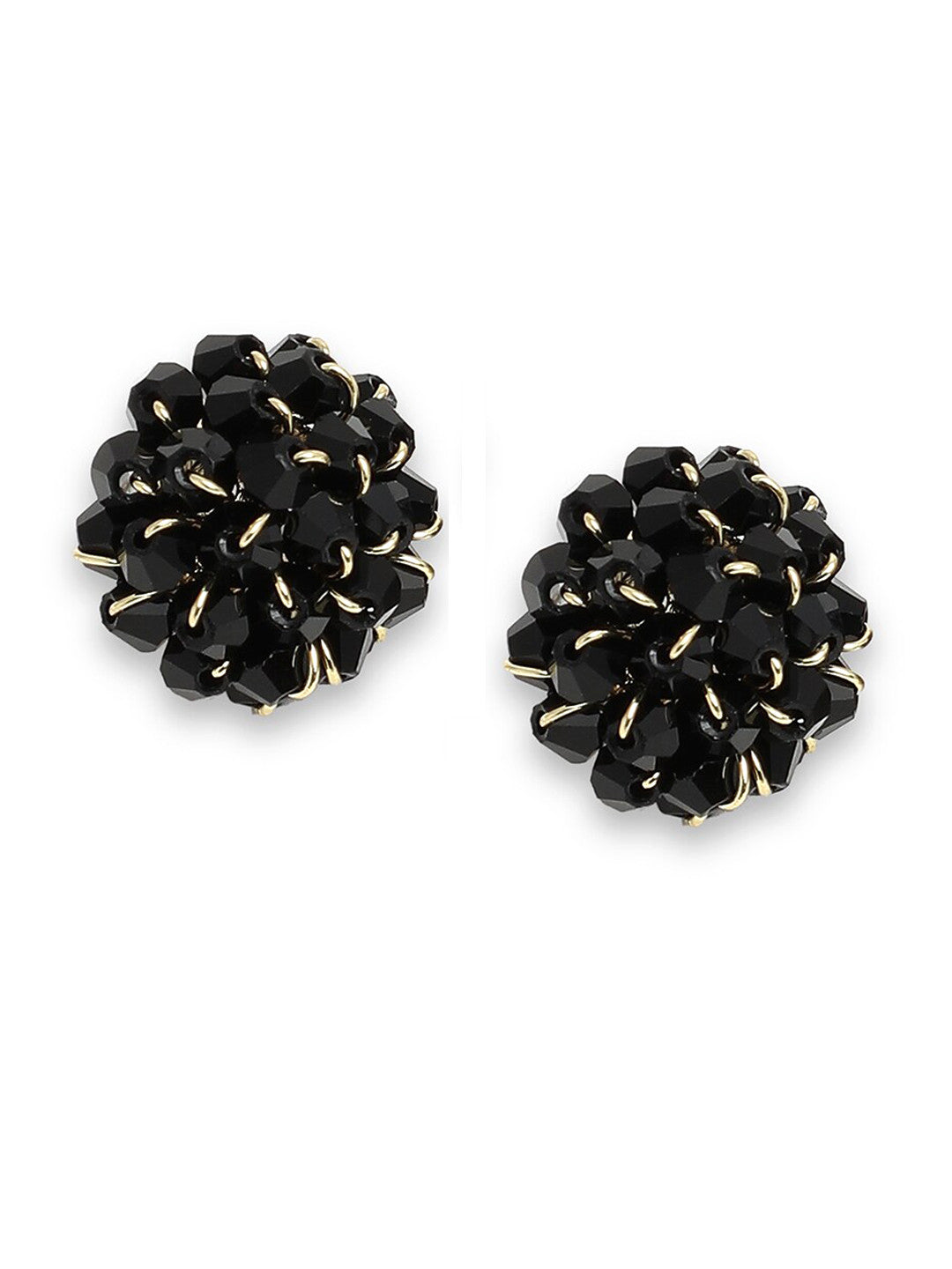 Black Gold-Plated Contemporary Studs – Earrings – Artificial Stones – 2cm