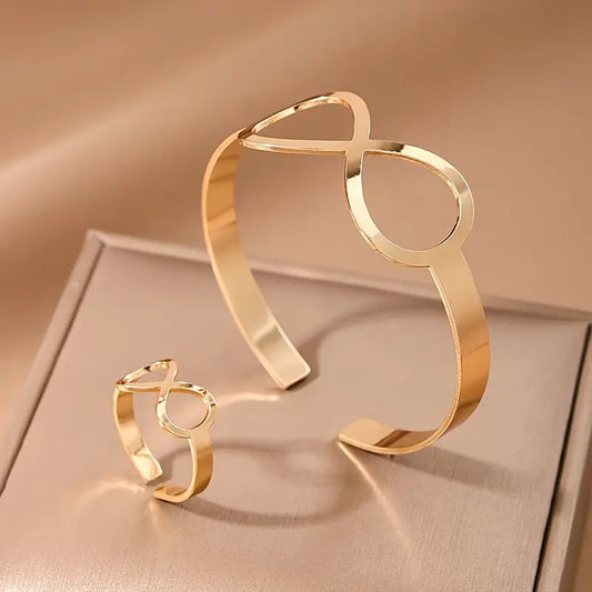 Bowknot Bracelet Ring Set - Women's Jewelry