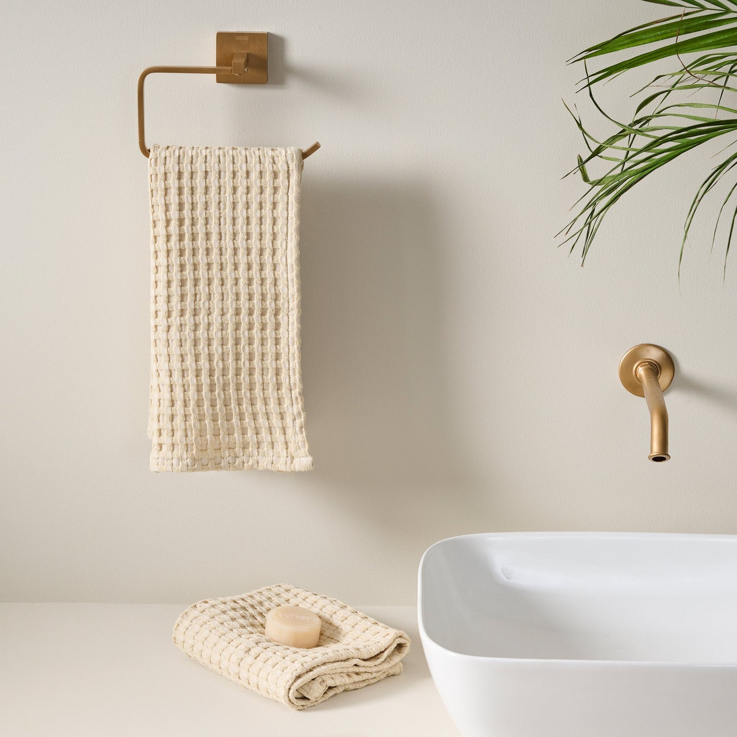 Cotton Waffle Towel - Hand, Chalk