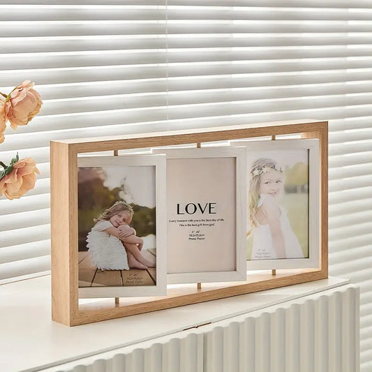 Double Sided Wood Photo Frame - Rectangular Tabletop Display