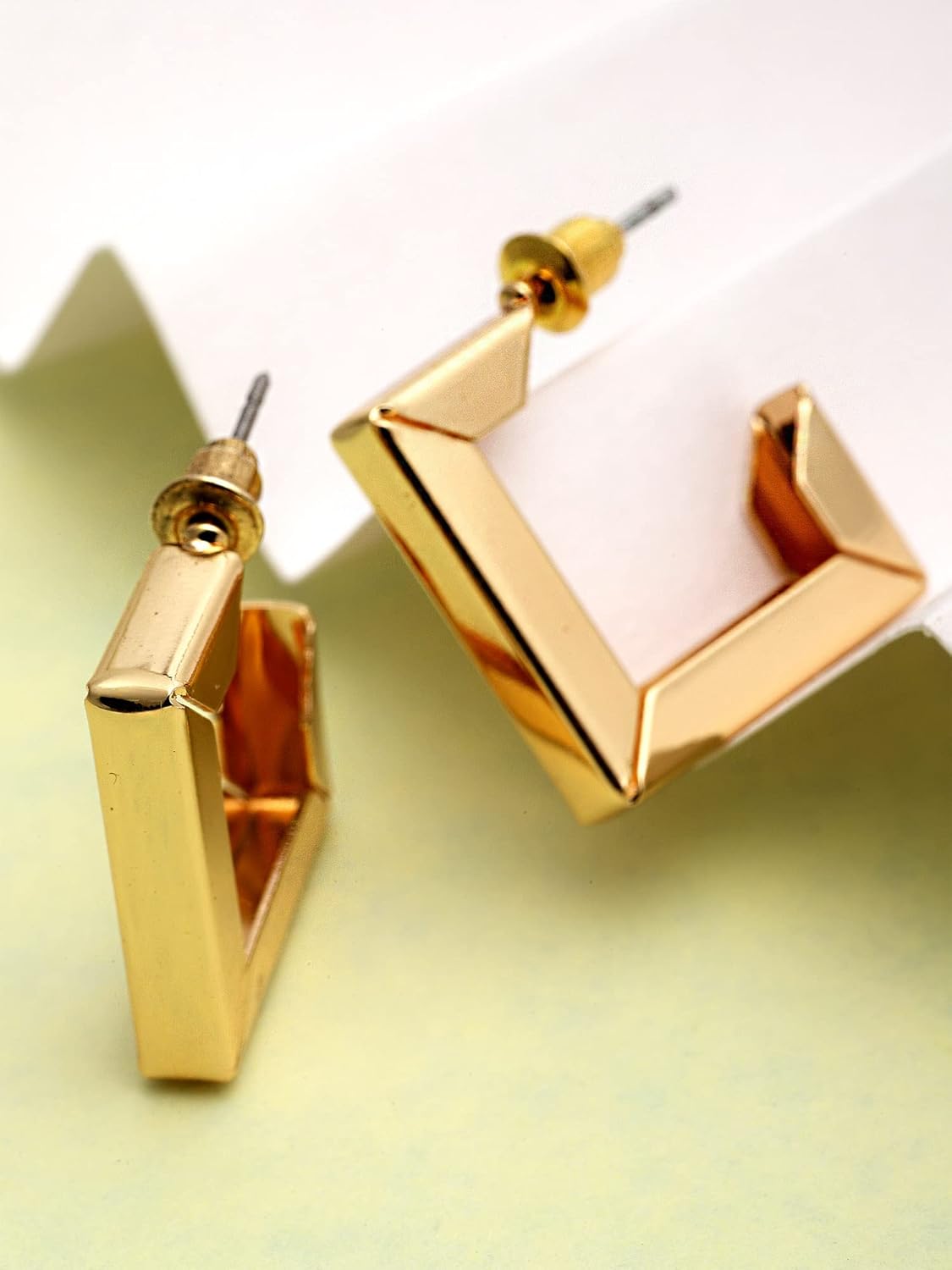 Gold Tone Metallic Finish Half Hoop Earrings – Gold Plated – Stone Embellished – Retail Ready
