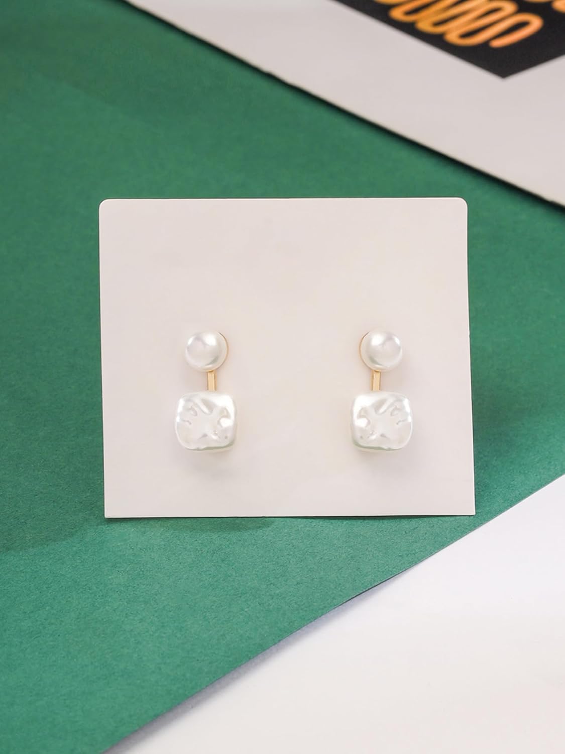 White Faux Pearl Drop Earrings – Fashion Jewellery – Gold Plated – Premium Finish Pair