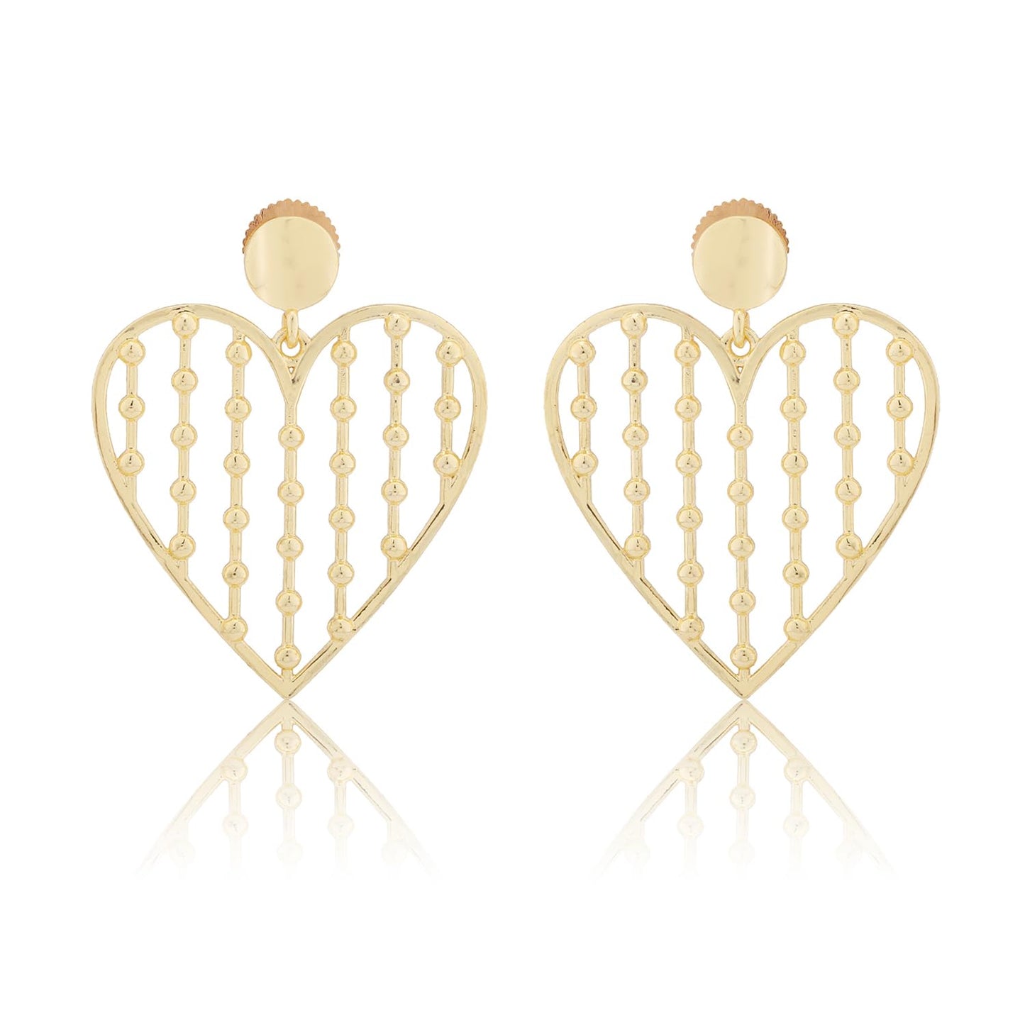 Golden Lattice Heart Earrings – Women's Jewellery – Gold Plated – Intricate Design