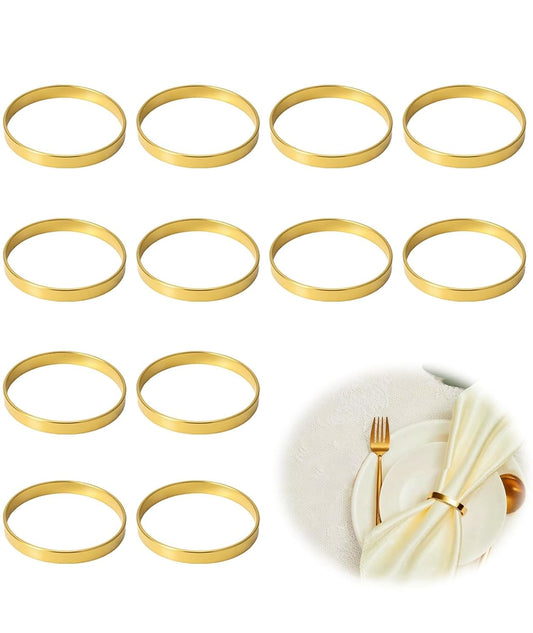 Golden Napkin Rings – Dining Accessory – Elegant Design – 12-Piece Set