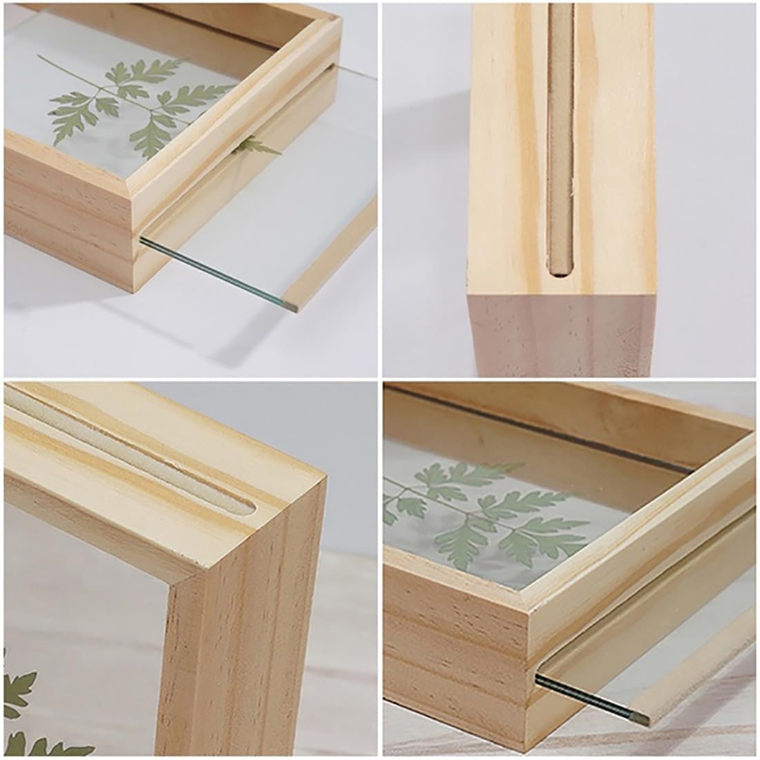 Wooden Display Frame – Wall & Table Decor – Natural Wood, Pre-inserted Flowers – 7x7 Inch