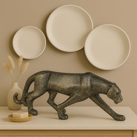 Decorative Leopard Statue – Dark Brown Resin – Single Unit