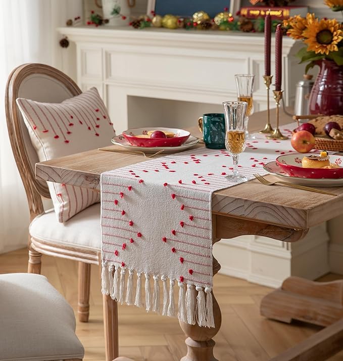 Tasseled Table Runner – Premium Dining Linen – Natural Cotton, Eco-Friendly – 14x72 Inch