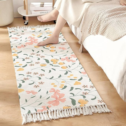 Cotton Floor Runner – Hand Woven Washable Printed – 2x5 Feet